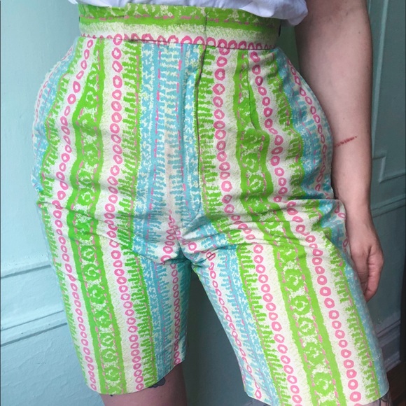 Adorable 1950s high waist pink&green shorts. - Picture 2 of 7